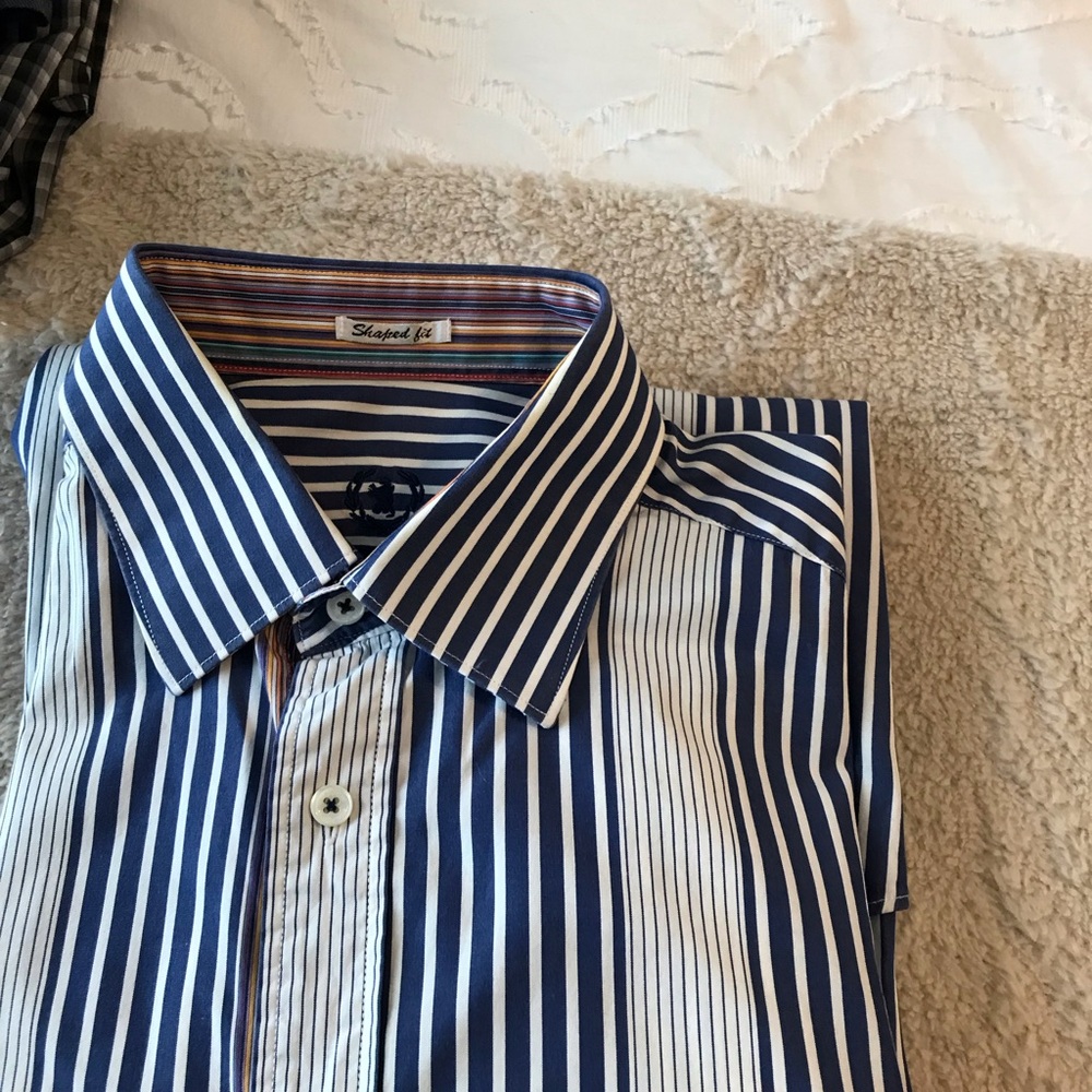 Bugatchi Striped Blue and White Shirt